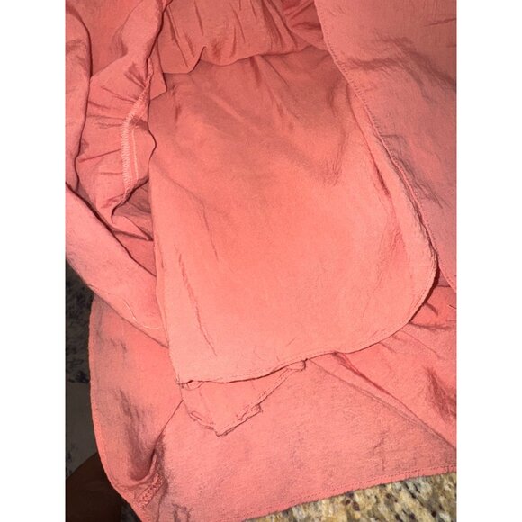 La Ven Coral Tiered Ruffle Sleeve Maxi Dress Back Tie M Cottage Core County Farm - Picture 10 of 11